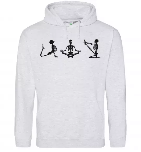 Жіноча толстовка (худі) Йога скелети Сірий меланж фото