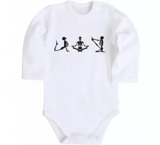 Дитячий бодік Йога скелети Білий фото