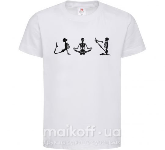Детская футболка Йога скелеты Белый фото