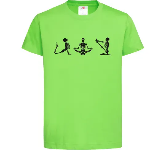 Детская футболка Йога скелети Лаймовый фото