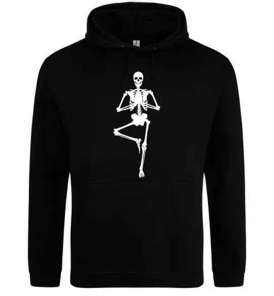 Чоловіча толстовка (худі) Скелет йога Чорний фото