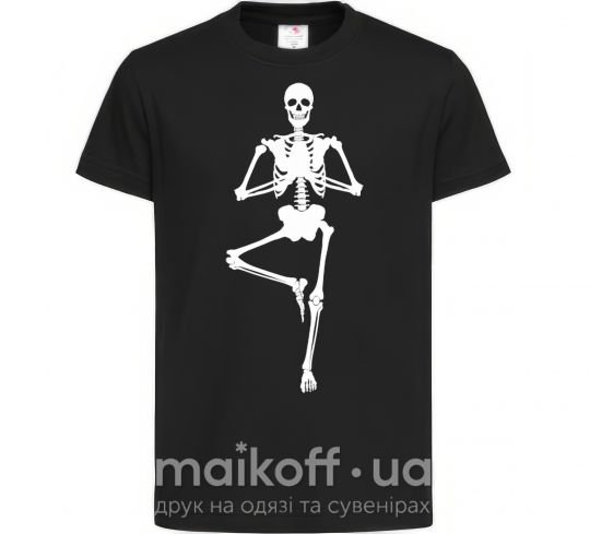Детская футболка Скелет йога Черный фото