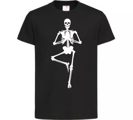 Детская футболка Скелет йога Черный фото