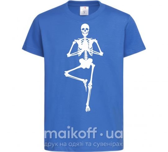 Детская футболка Скелет йога Ярко-синий фото