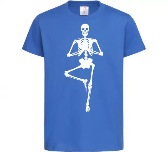 Детская футболка Скелет йога Ярко-синий фото