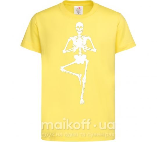 Детская футболка Скелет йога Лимонный фото