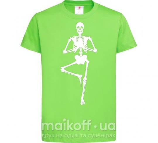 Дитяча футболка Скелет йога Лаймовий фото