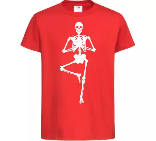 Детская футболка Скелет йога Красный фото