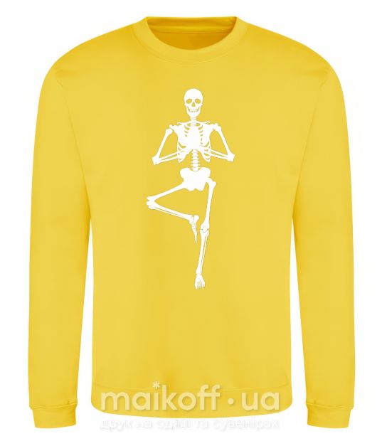 Світшот Скелет йога Сонячно жовтий фото