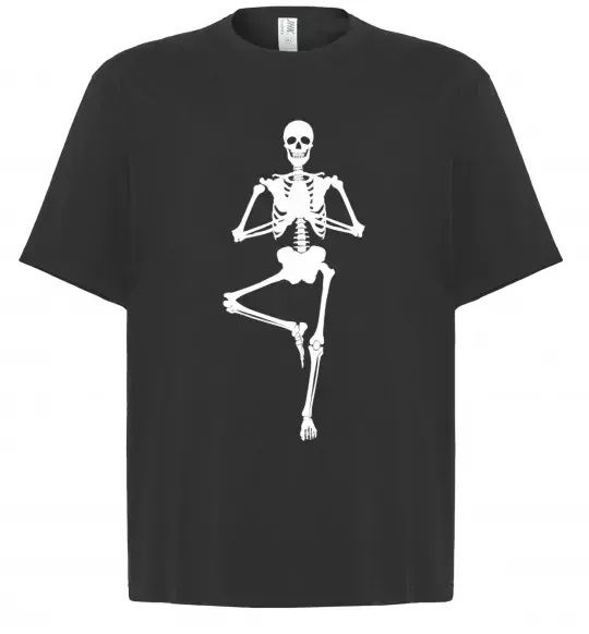 Футболка Оверсайз Скелет йога Чорний фото