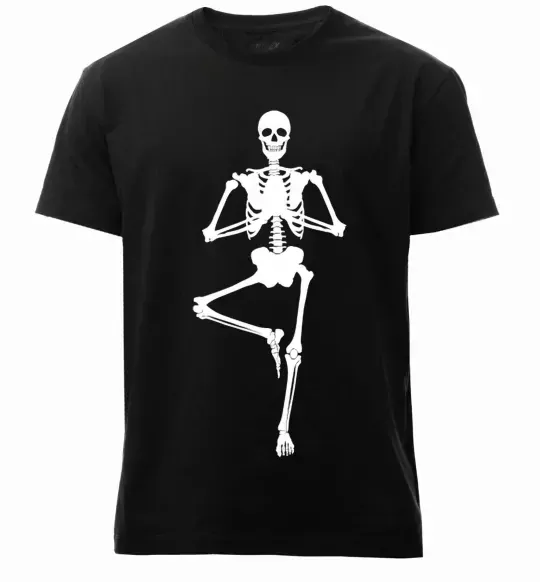 Чоловіча преміум футболка Скелет йога Чорний фото