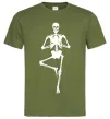Чоловіча футболка Скелет йога Оливковий фото
