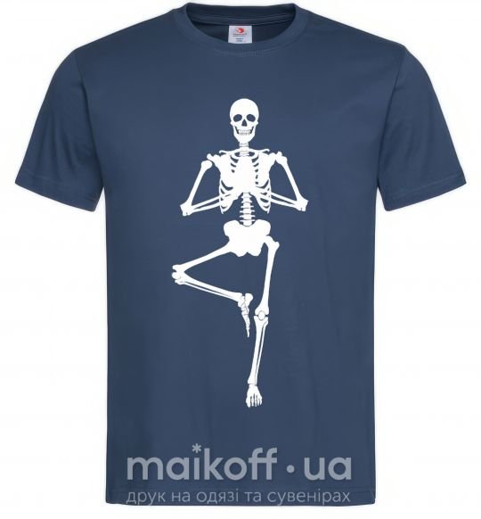 Мужская футболка Скелет йога Темно-синий фото