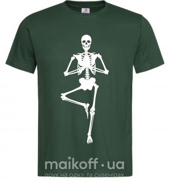 Мужская футболка Скелет йога Темно-зеленый фото