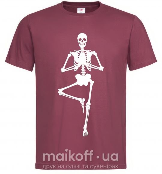 Мужская футболка Скелет йога Бордовый фото