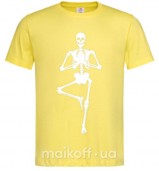 Мужская футболка Скелет йога Лимонный фото