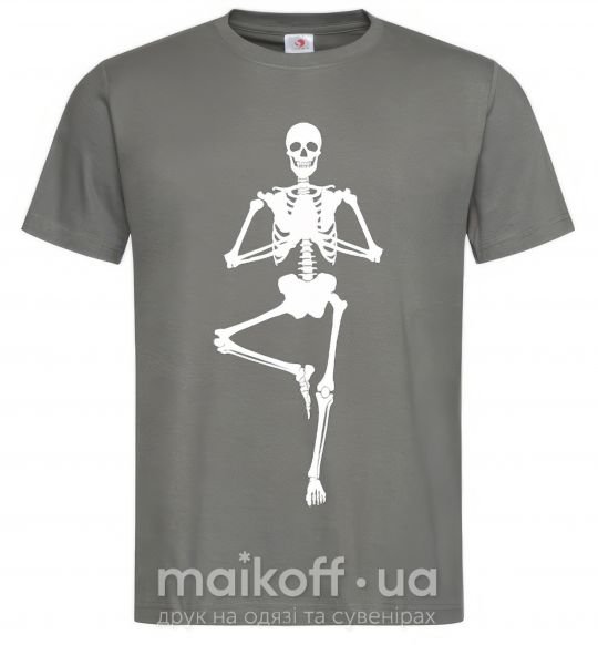 Мужская футболка Скелет йога Графит фото