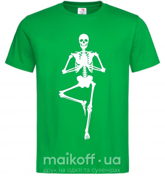 Мужская футболка Скелет йога Зеленый фото