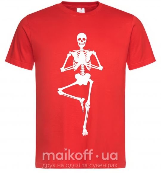 Чоловіча футболка Скелет йога Червоний фото