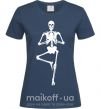 Женская футболка Скелет йога Темно-синий фото