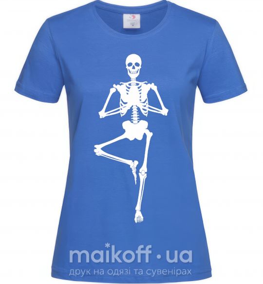Жіноча футболка Скелет йога Яскраво-синій фото