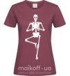 Женская футболка Скелет йога Бордовый фото