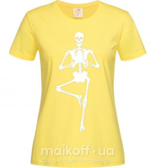 Жіноча футболка Скелет йога Лимонний фото