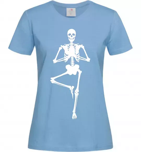 Жіноча футболка Скелет йога Блакитний фото