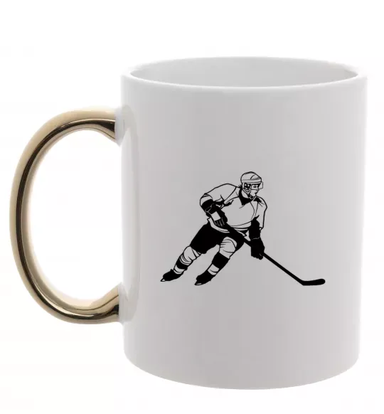 Чашка з кольоровою ручкою Хокеїст Золото фото