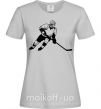 Женская футболка Хоккеист Серый фото