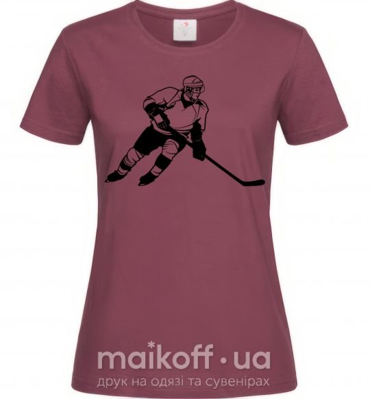 Женская футболка Хоккеист Бордовый фото