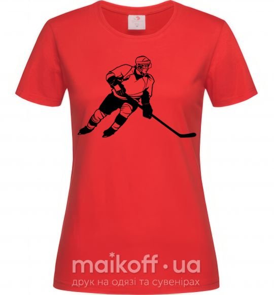 Женская футболка Хоккеист Красный фото