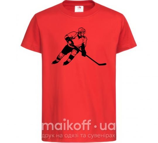 Детская футболка Хоккеист Красный фото