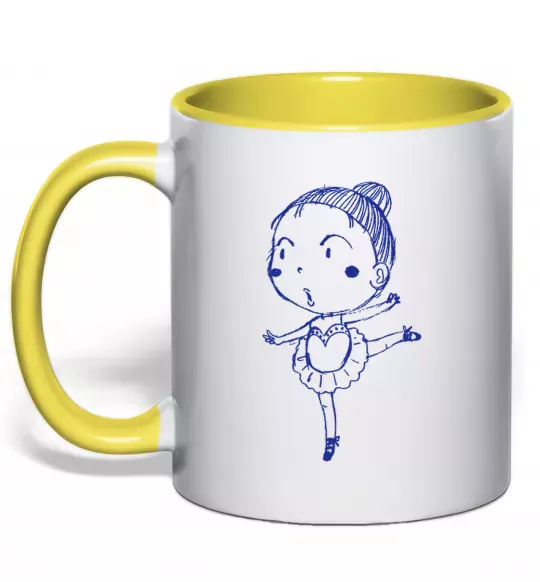 Чашка з кольоровою ручкою Гімнастка Сонячно жовтий фото