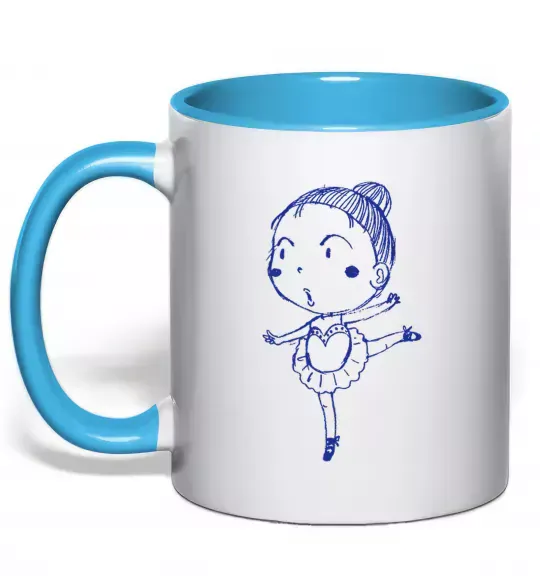 Чашка з кольоровою ручкою Гімнастка Блакитний фото