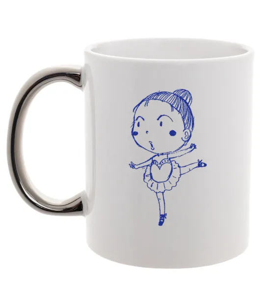 Чашка з кольоровою ручкою Гімнастка Срібло фото