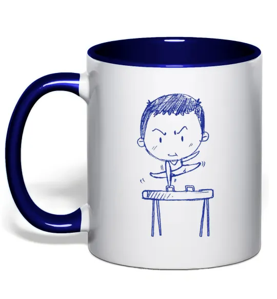 Чашка з кольоровою ручкою Гімнаст Глибокий темно-синій фото