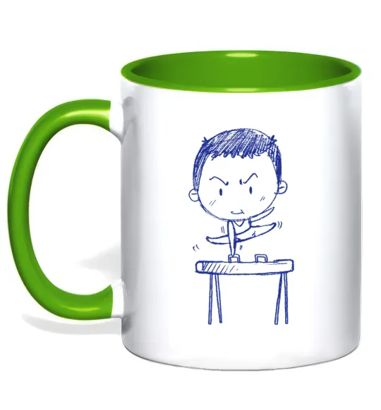 Чашка с цветной ручкой Гімнаст Лаймовый фото