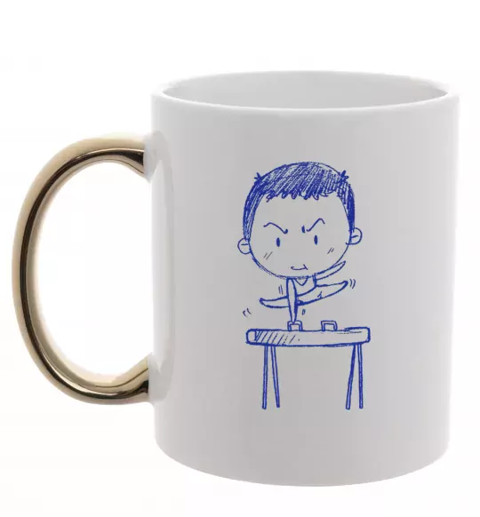 Чашка з кольоровою ручкою Гімнаст Золото фото