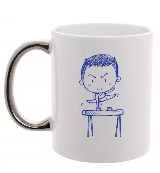 Чашка з кольоровою ручкою Гімнаст Срібло фото