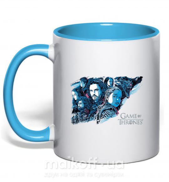 Чашка з кольоровою ручкою Game of thrones full colours Блакитний фото