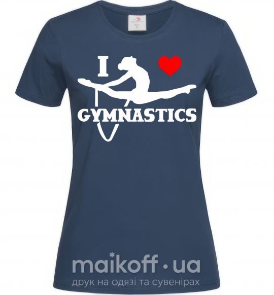 Жіноча футболка I love gymnastic Темно-синій фото