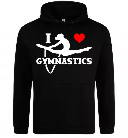 Чоловіча толстовка (худі) I love gymnastic Чорний фото