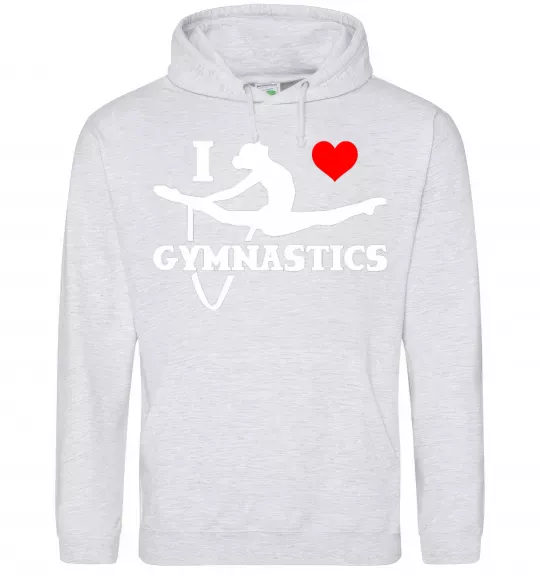Женская толстовка (худи) I love gymnastic Серый меланж фото