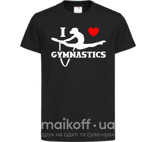 Дитяча футболка I love gymnastic Чорний фото