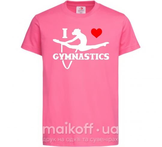 Детская футболка I love gymnastic Ярко-розовый фото