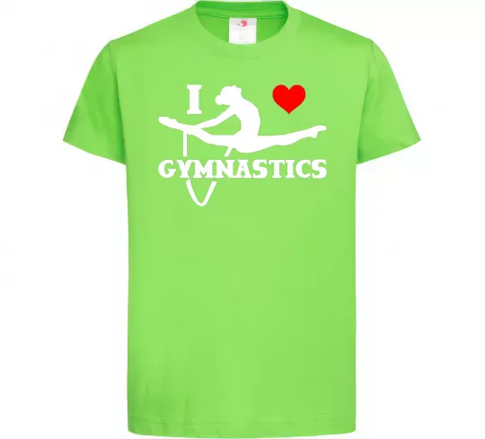 Дитяча футболка I love gymnastic Лаймовий фото