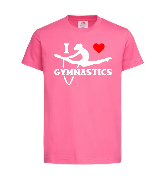 Дитяча футболка I love gymnastic Яскраво-рожевий фото