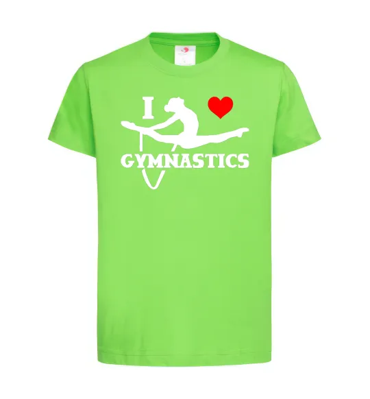 Дитяча футболка I love gymnastic Лаймовий фото