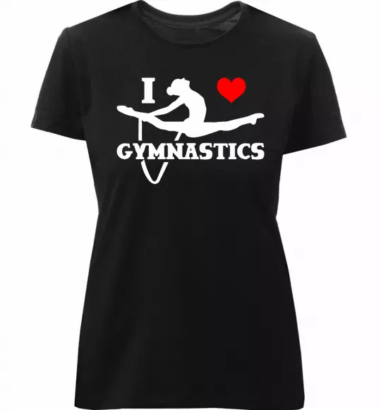 Жіноча преміум футболка I love gymnastic Чорний фото